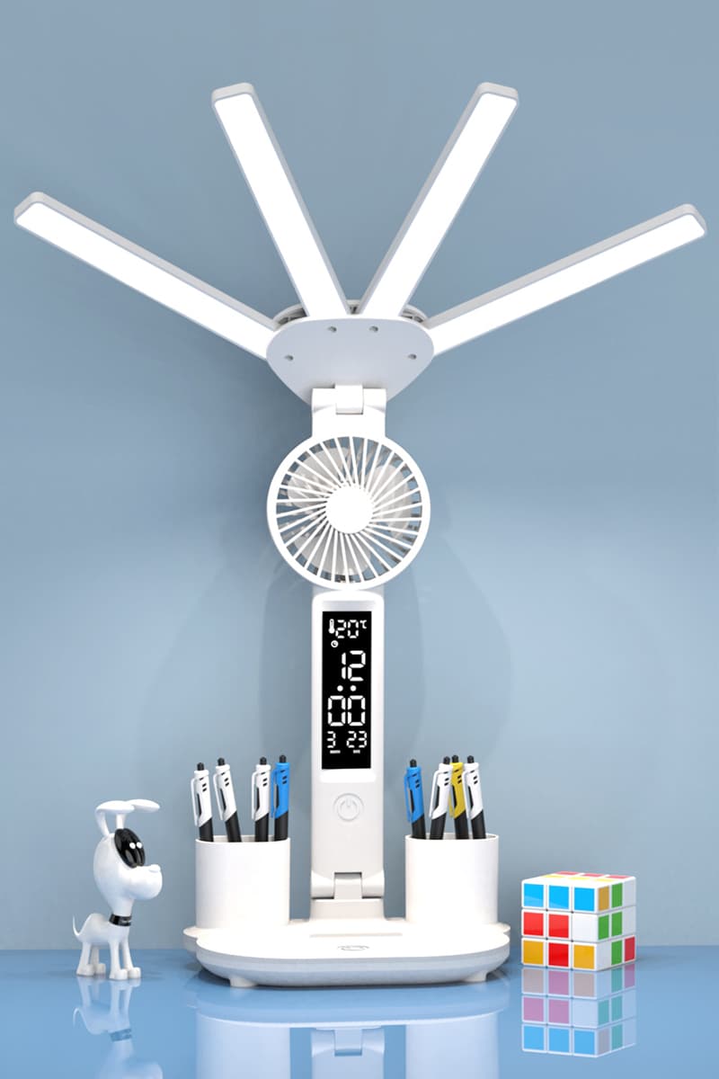 Lampe de bureau LED multifonction avec ventilateur